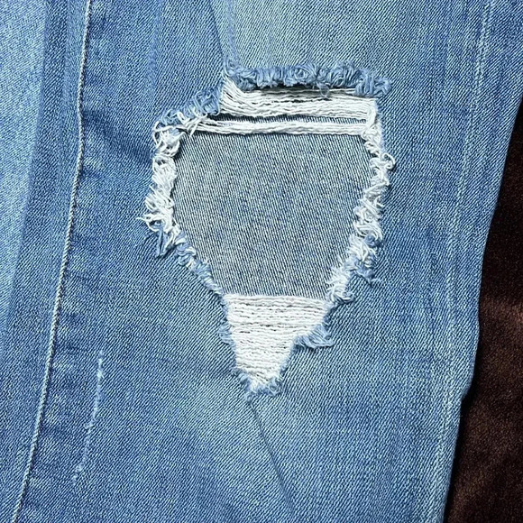 Frame Denim Le High Straight Distressed Jeans Straight Leg Medium Light Wash - Picture 13 of 15